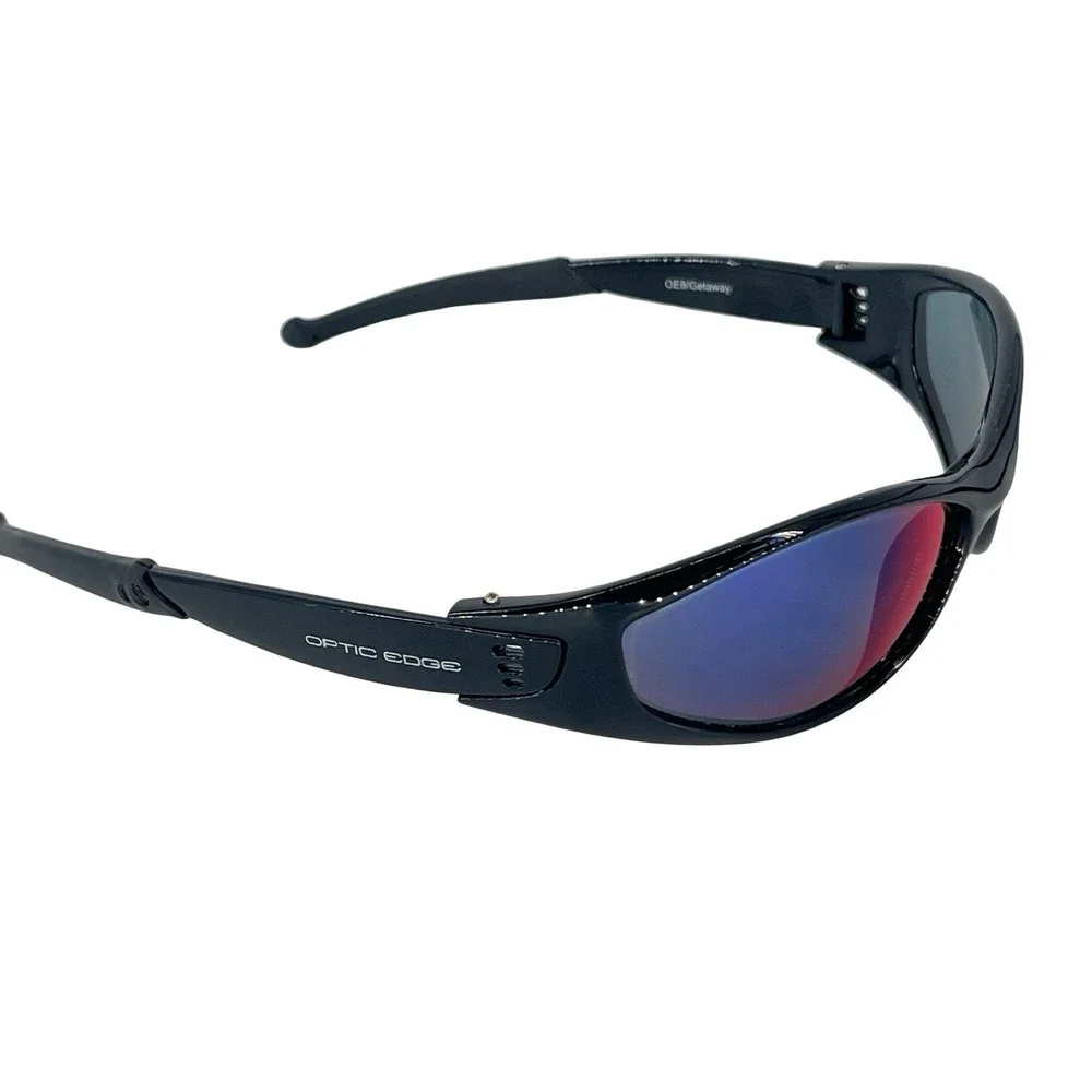OE8 Getaway Sport Sunglasses Black Purple Mirror Wraparound Cycling Y2K